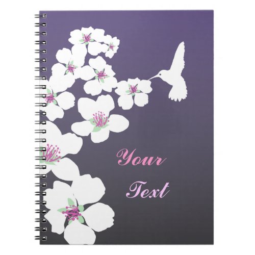 Customizable Hummingbird and blossom on purple Notebook