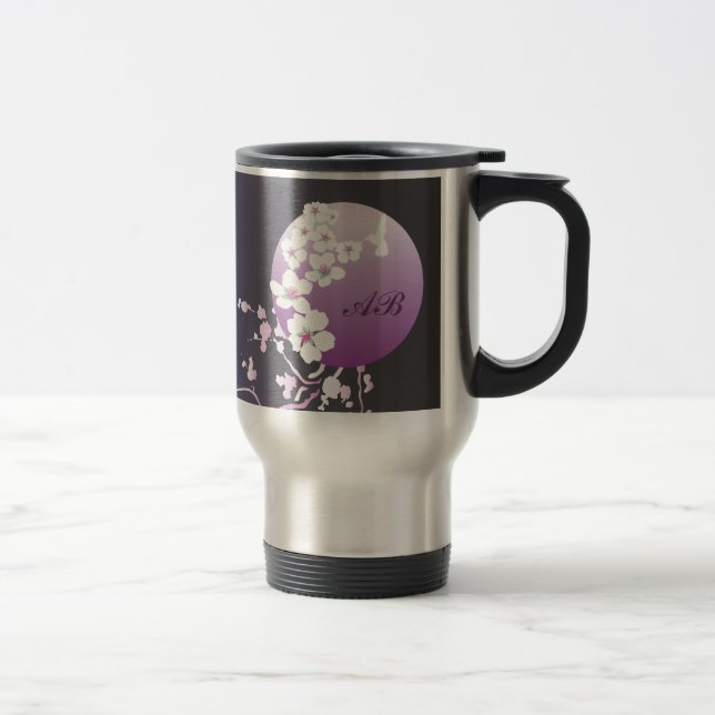 Customizable: Hummingbird and blossom on purple Travel Mug (Right)