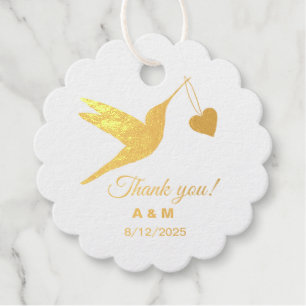 Customizable Hummingbird Gold Foil Foil Favor Tags