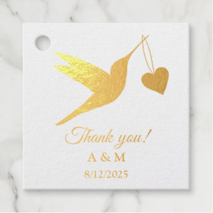 Customizable Hummingbird Gold Foil Foil Favor Tags