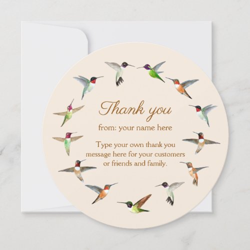 Customizable Hummingbird Thank You Card