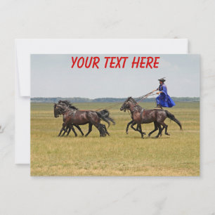 Customizable Hungary horseman and horses Card