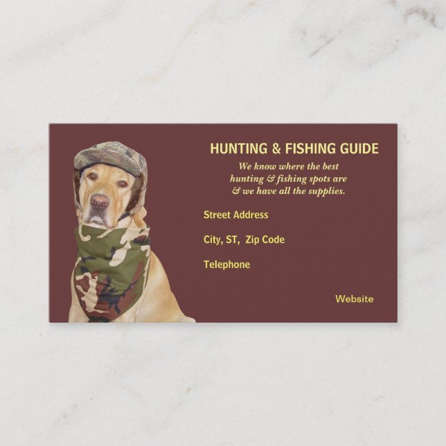 Customizable Hunting/Fishing Guide Business Card (Front)
