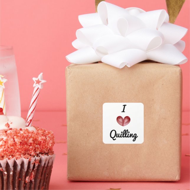 Customizable I heart Quilling 1.5" Square Stickers (Party)