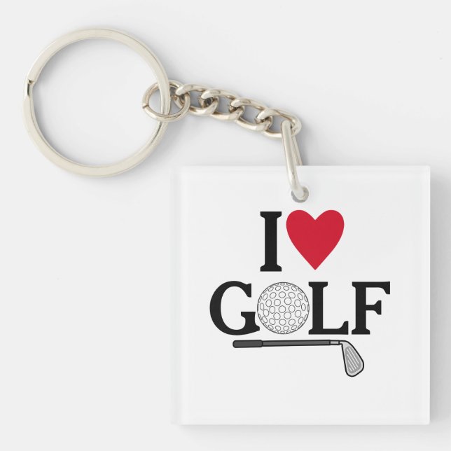 Customizable I love Golf Balls Keychain (Front)