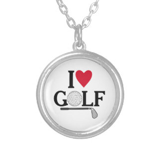 Customizable I love Golf Silver Plated Necklace