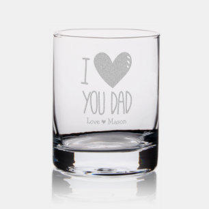 Customizable "I Love You Dad" Design Rocks Glass