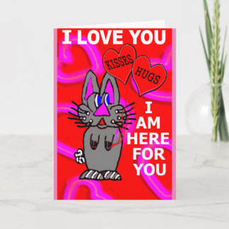 Customizable I Love You Pink Ribbon Breast Cancer Card