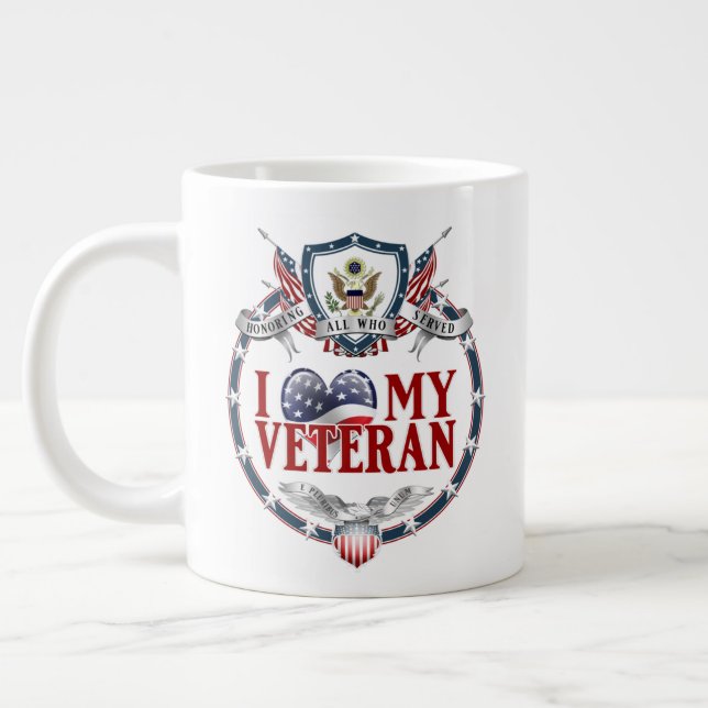 Customizable I Luv My Veteran 20oz Giant Coffee Mug (Left)
