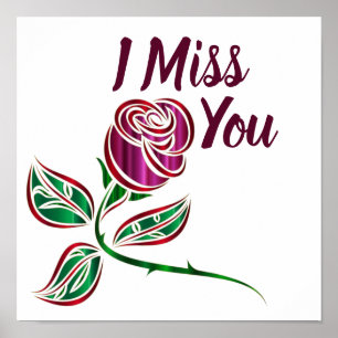 Customizable I miss you glittery rose custom Poster