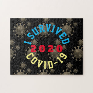 Customizable I survived COVID-19 2020 circle Jigsaw Puzzle
