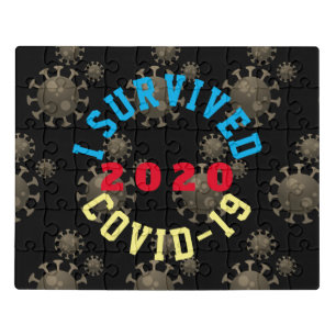 Customizable I survived COVID-19 2020 circle Jigsaw Puzzle