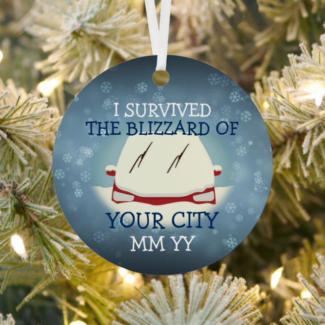 Customizable I survived the blizzard car Metal Ornament (Insitu)