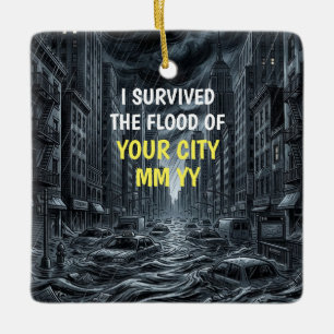 Customizable I survived the flood Ceramic Ornament