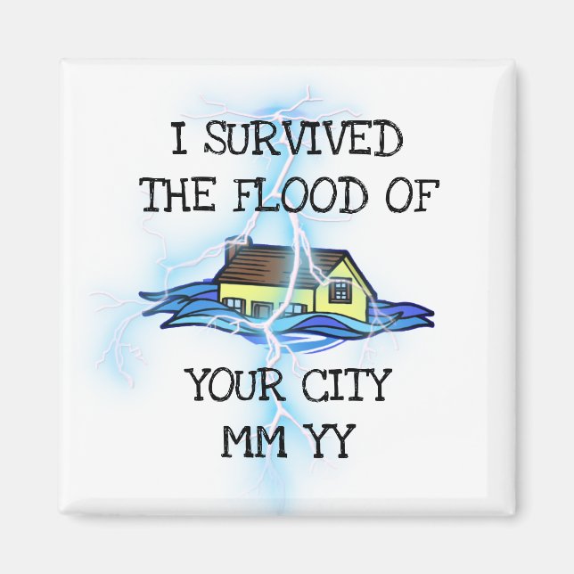 Customizable I survived the flood lightning bolt Magnet (Front)