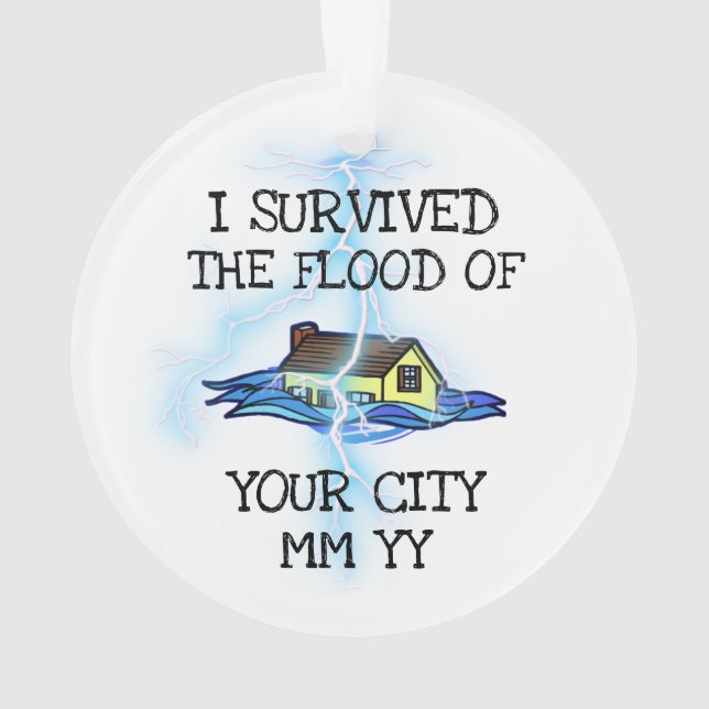 Customizable I survived the flood lightning bolt Ornament (Back)