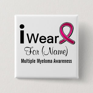 Customizable I Wear a Multiple Myeloma Ribbon Pinback Button