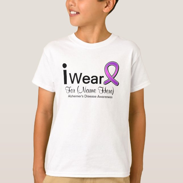 Customizable I Wear an Alzheimer's Disease Ribbon T-Shirt (Front)