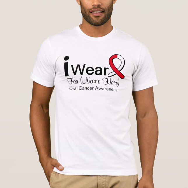 Customizable I Wear Oral Cancer Ribbon T-Shirt (Front)