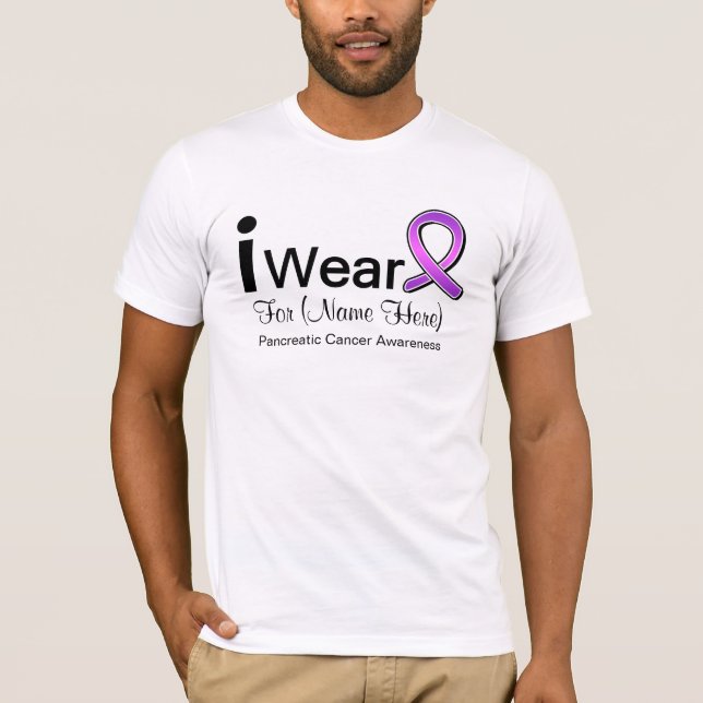 Customizable I Wear Pancreatic Cancer Ribbon T-Shirt (Front)