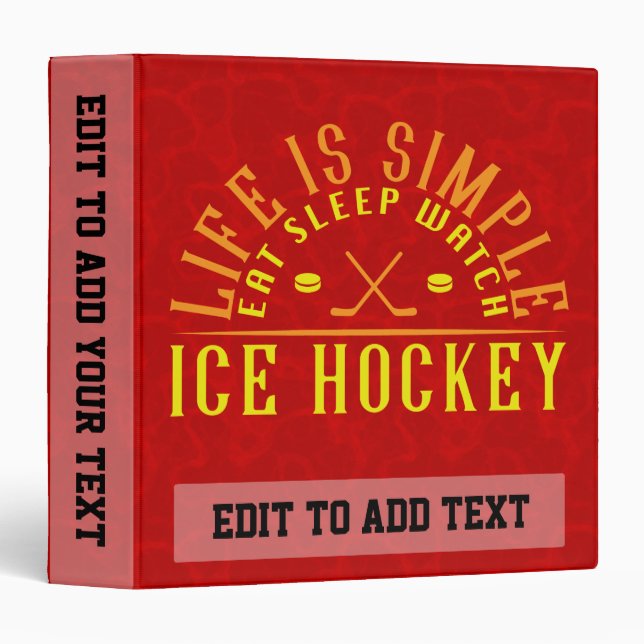 Customizable Ice Hockey Fan Vinyl Binder (Front/Spine)