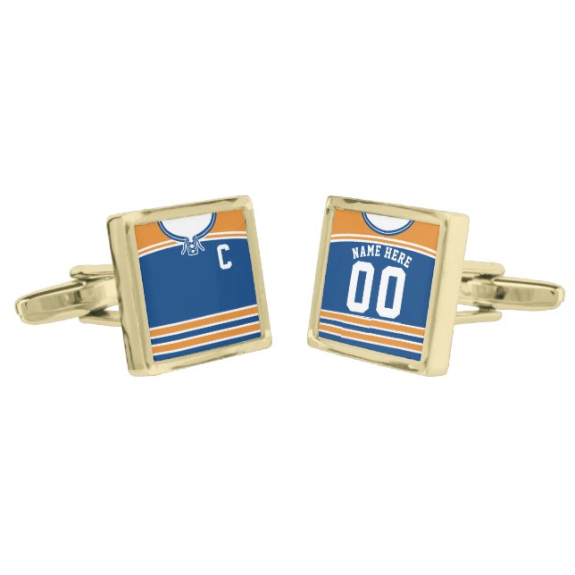Customizable Ice Hockey Jersey Cuff Links (Angled)