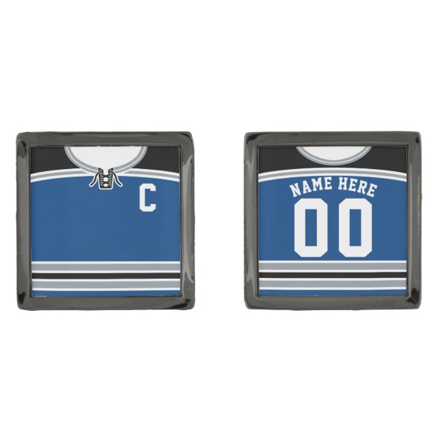Customizable Ice Hockey Jersey Cuff Links (Front)