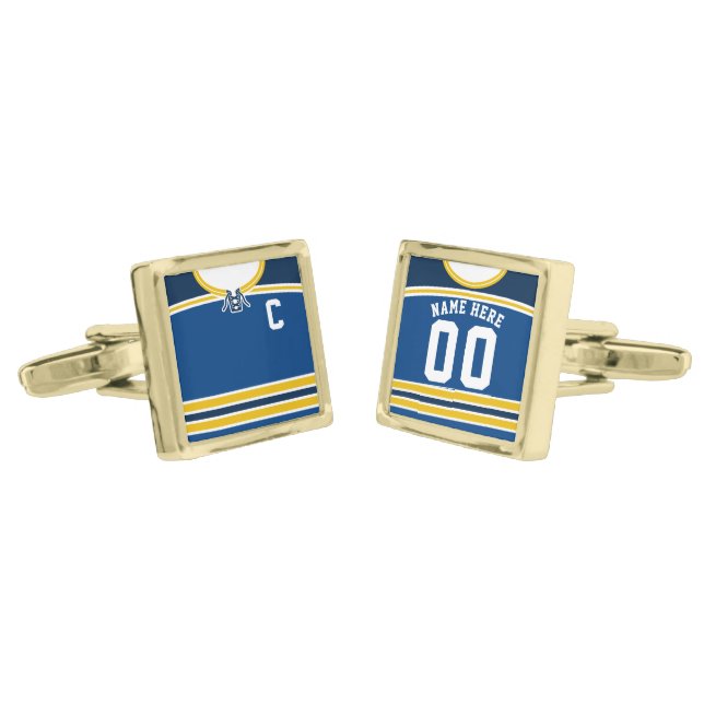 Customizable Ice Hockey Jersey Cuff Links (Angled)