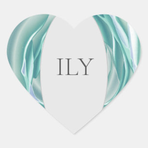 Customizable "ILY" Heart Sticker - Elegant Mint Gr