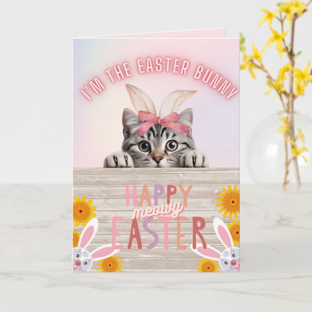Customizable I'm The Easter Bunny Easter Card (Yellow Flower)