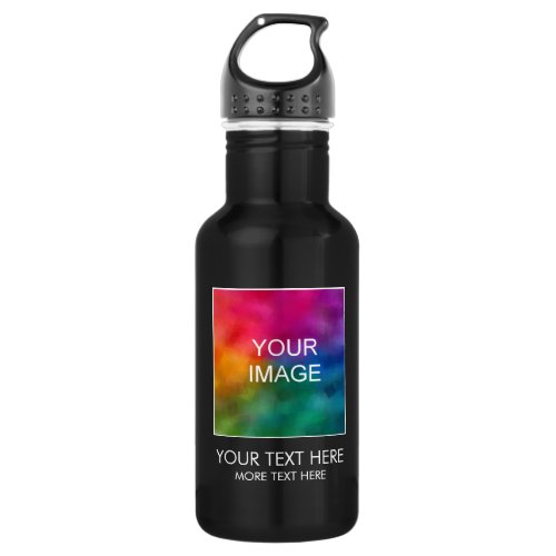 Customizable Image And Text Template Black Stainless Steel Water Bottle