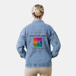 Customizable Image Photo Logo Text Template Womens Denim Jacket