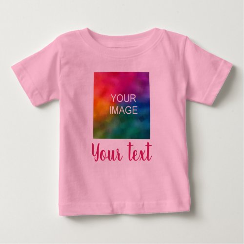 Customizable Image  Script Text Pink Template Baby T_Shirt