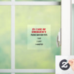 Customizable in case of emergency pet window cling