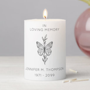 Customizable In Loving Memory Butterfly Pillar Candle