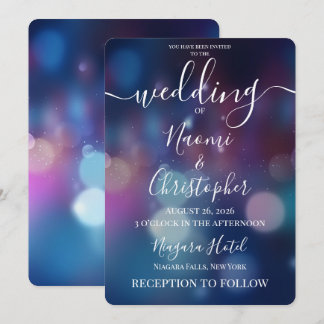 Customizable Indigo Bokeh Wedding Invitation