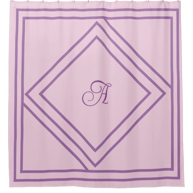 Customizable Initial and Gray Lines Shower Curtain (Front)