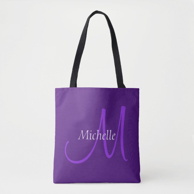 Customizable Initial Monogram Typography Name Tote Bag (Front)