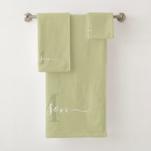 Customizable Initial & Name Dull Olive Green