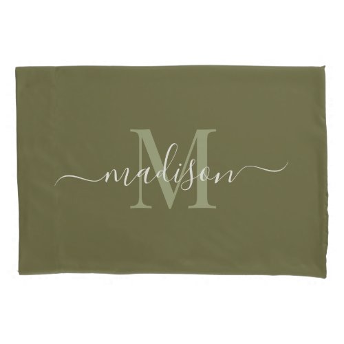 Customizable Initial  Name With Camouflage Green Pillow Case