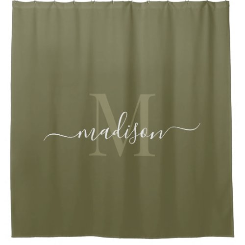 Customizable Initial  Name with Camouflage Green Shower Curtain