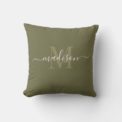 Customizable Initial  Name with Camouflage Green Throw Pillow