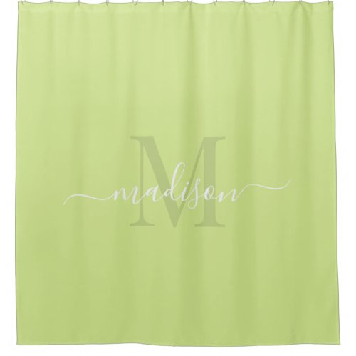 Customizable Initial  Name with Chartreuse Green Shower Curtain