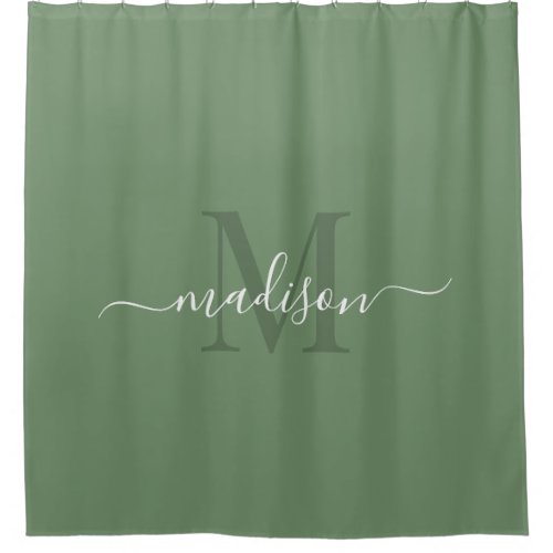 Customizable Initial  Name with Fern Green  Shower Curtain