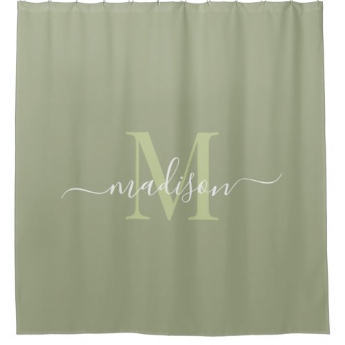 Customizable Initial  Name with Laurel Green Shower Curtain