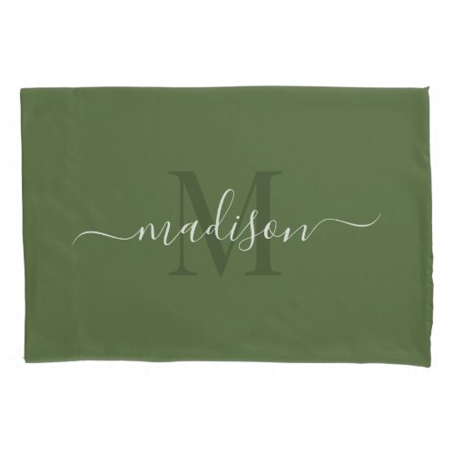 Customizable Initial  Name With Loden Green Pillow Case