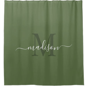Customizable Initial & Name with Loden Green Shower Curtain