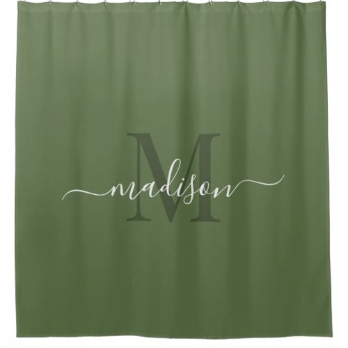 Customizable Initial  Name with Loden Green Shower Curtain