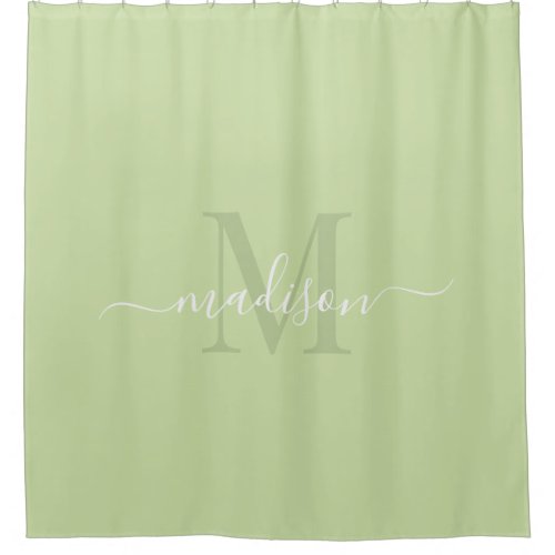 Customizable Initial  Name with Pale Sage Green Shower Curtain