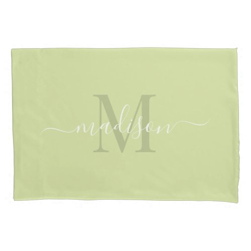 Customizable Initial  Name With Pistachio Green Pillow Case